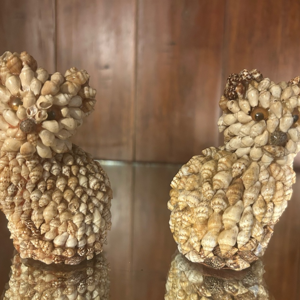 Seashell Owl Figurines - Brown and Tan Home Decor